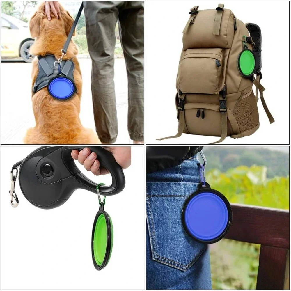 2 Pack Collapsible Dog Bowls‎ Portable Travel Pet Water Food Dishes Blue Green